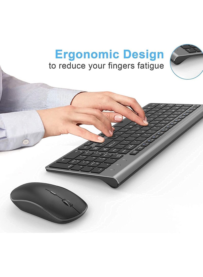 Wireless Keyboard and Mouse (2.4G) Compact,Ergonomic and Slim - Portable Keyboard Mouse - Windows/PC/Laptop/Tablet/Smart TV (Black Grey)