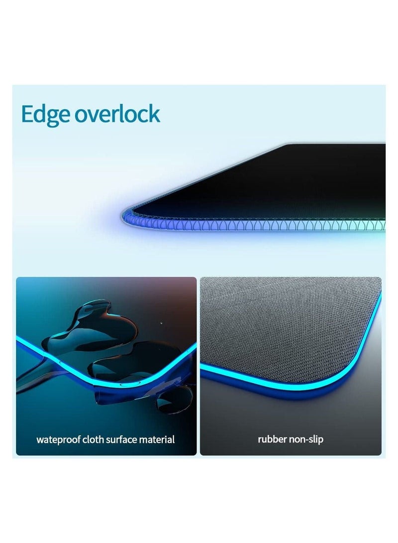 RGB Large Gaming Mousepad with Wireless Charger, 15W LED Big Keyboard Mousepads Mat with Premium Microfiber Cloth and Non-Slip Base, Spill-Resistant Computer Desk Pad Mat, 32*12 inches.