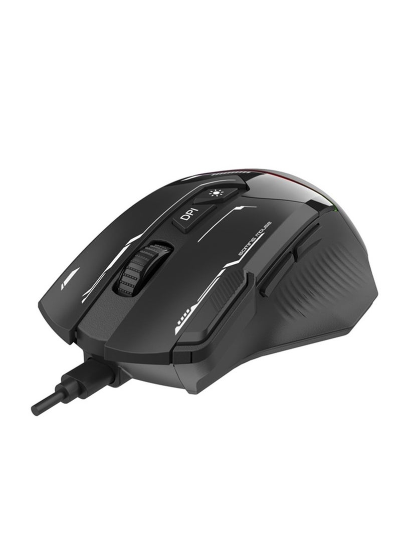 8D RGB Wired Mouse DPI 7200 Porodo Gaming PDX321 - Black