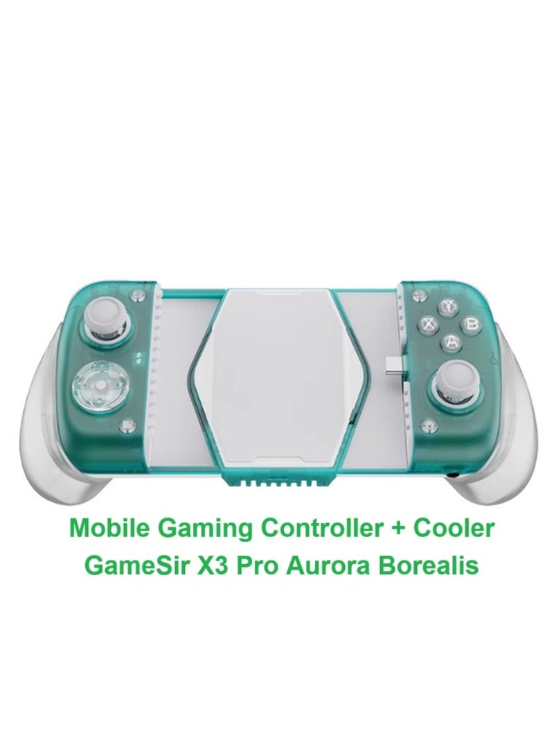 Classic Gamepad GameSir X3 Pro Aurora Borealis Mobile Gaming Controller with Cooler Android, iPhone 15 Series, Ergonomic Design-Phone Controller, Support Zenless Zone Zero, Cloudy Gaming, Xbox Game Pass