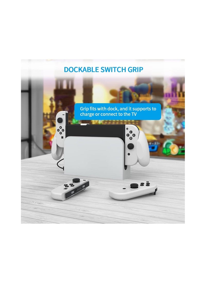 Switch OLED/Switch Dockable Hand Grip, Comfort Handheld Fit for Switch OLED/Switch with Specially Ergonomic Design Compatible with Nintendo Switch Grip, Supports to Connect to The TV(White)