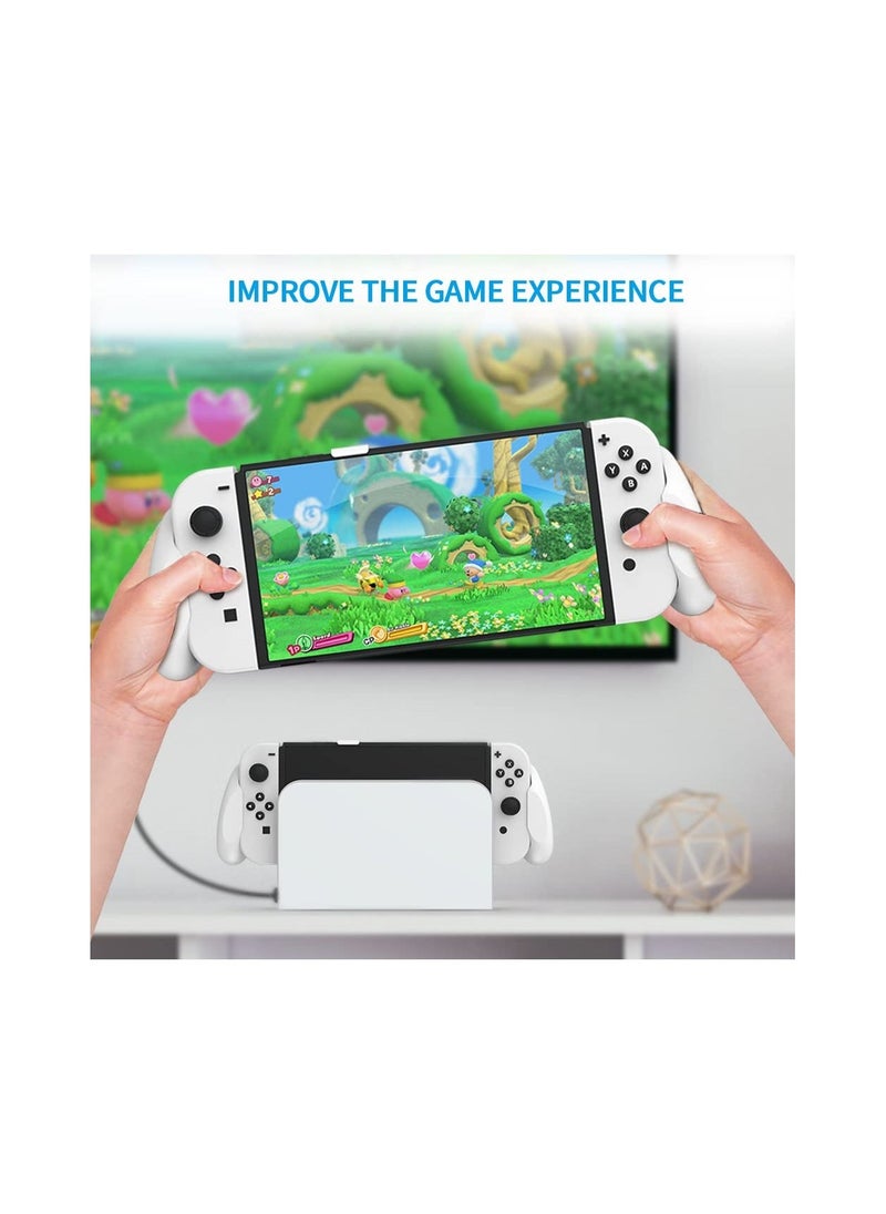 Switch OLED/Switch Dockable Hand Grip, Comfort Handheld Fit for Switch OLED/Switch with Specially Ergonomic Design Compatible with Nintendo Switch Grip, Supports to Connect to The TV(White)