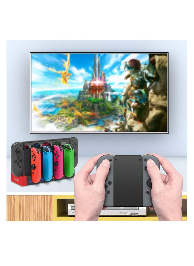 Charger Fit for Switch & Switch OLED Joy Cons Controllers, Charging Dock Base Station Fit for Switch Joycons with Blue And Red Led Indicator, Charger Station Stand Fit for Joy Cons