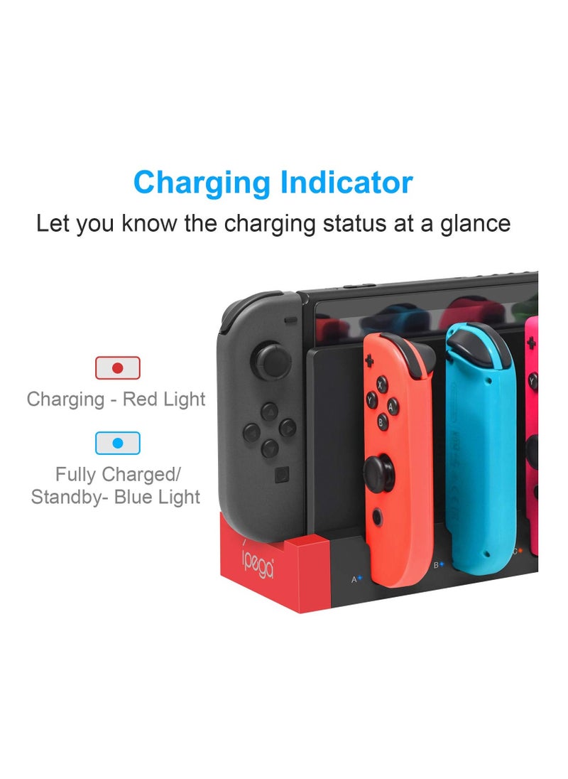 Charger Fit for Switch & Switch OLED Joy Cons Controllers, Charging Dock Base Station Fit for Switch Joycons with Blue And Red Led Indicator, Charger Station Stand Fit for Joy Cons