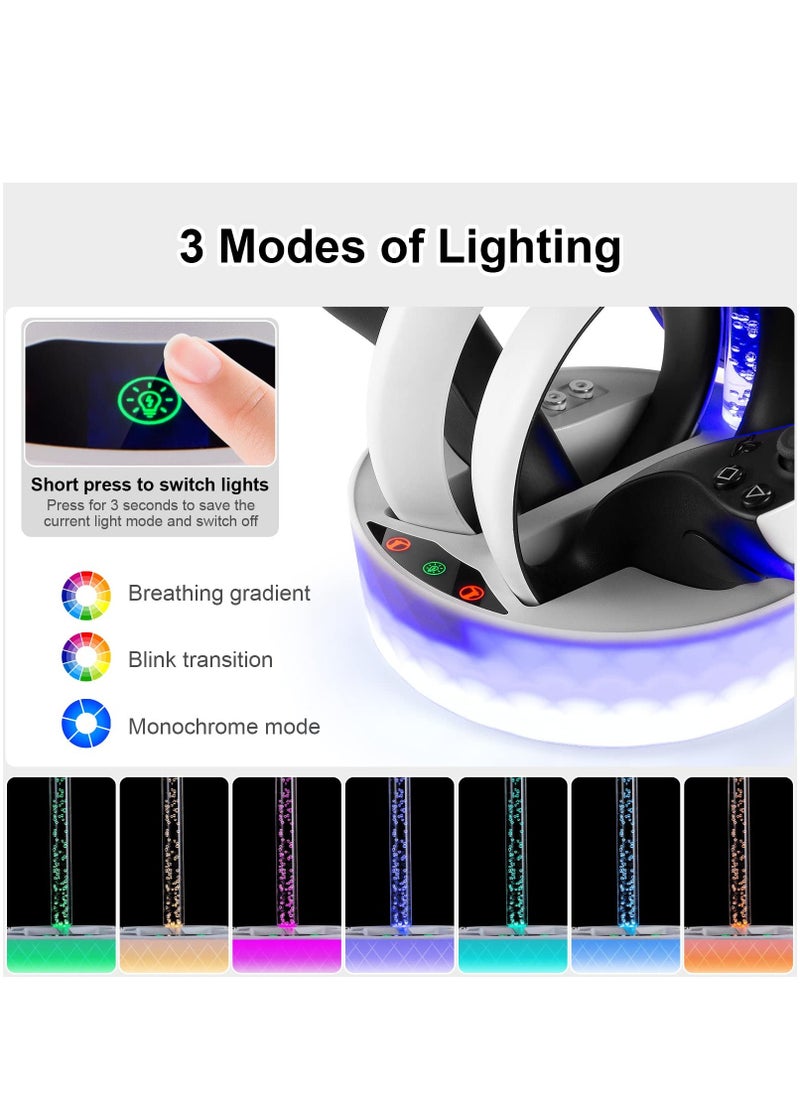 SYOSI Charging Station for PS VR2, Enhanced Charging Stand Dock for Playstation VR2 with RGB Light, Headset Display Stand, Controller Mount and 4 Magnetic Adapters