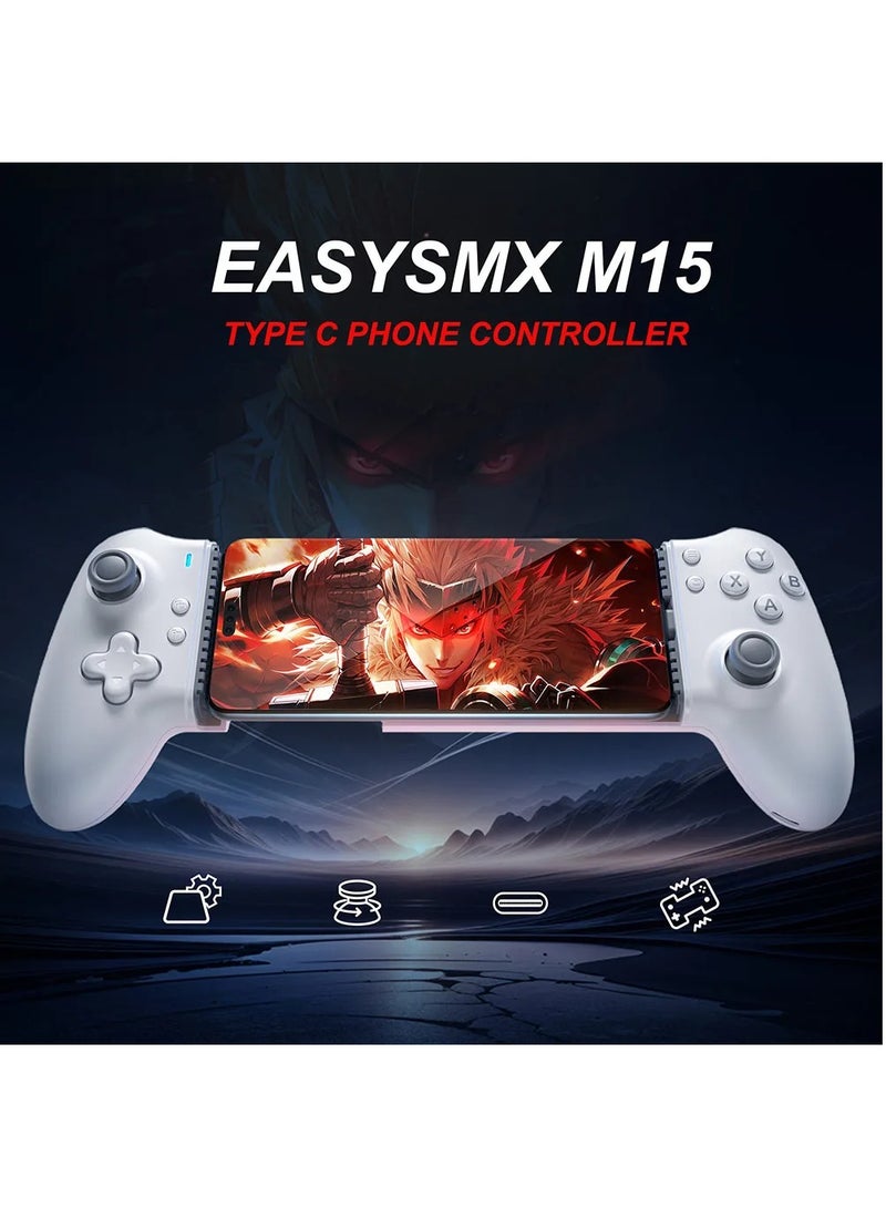 EasySMX M15 Mobile Phone Gamepad, Type-C Hall Joystick Mechanical Controller, for Android Phone/iPhone/Cloud Gaming/Xbox