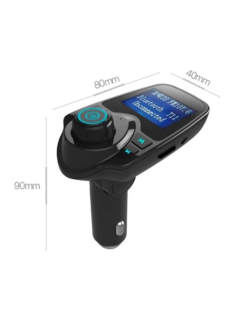 eTECH Upgraded Bluetooth FM Transmitter, T11 Hands-Free Car Kit with USB Charger, Multi-Music Play Modes, 1.44 Inch Screen, and MP3 Player – For All Smartphones