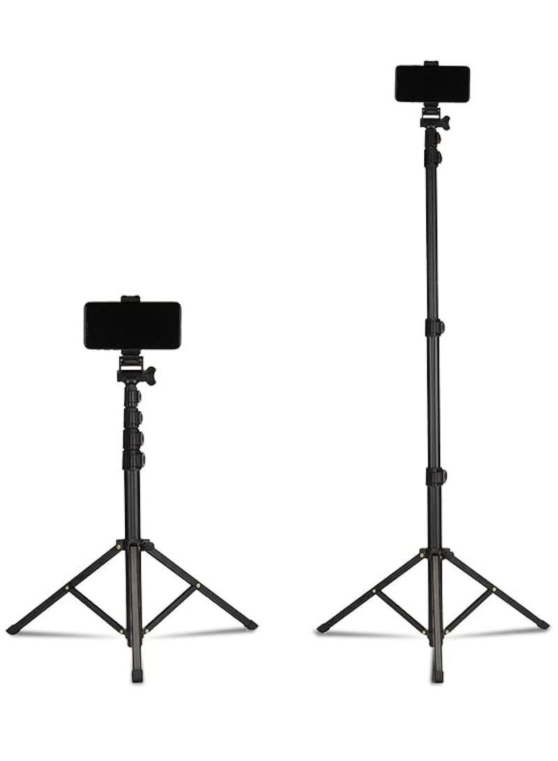 MT39 61-Inch Aluminum Extendable Tripod Stand with Selfie Stick and Phone Clip – Versatile Solution for Mobile Photography