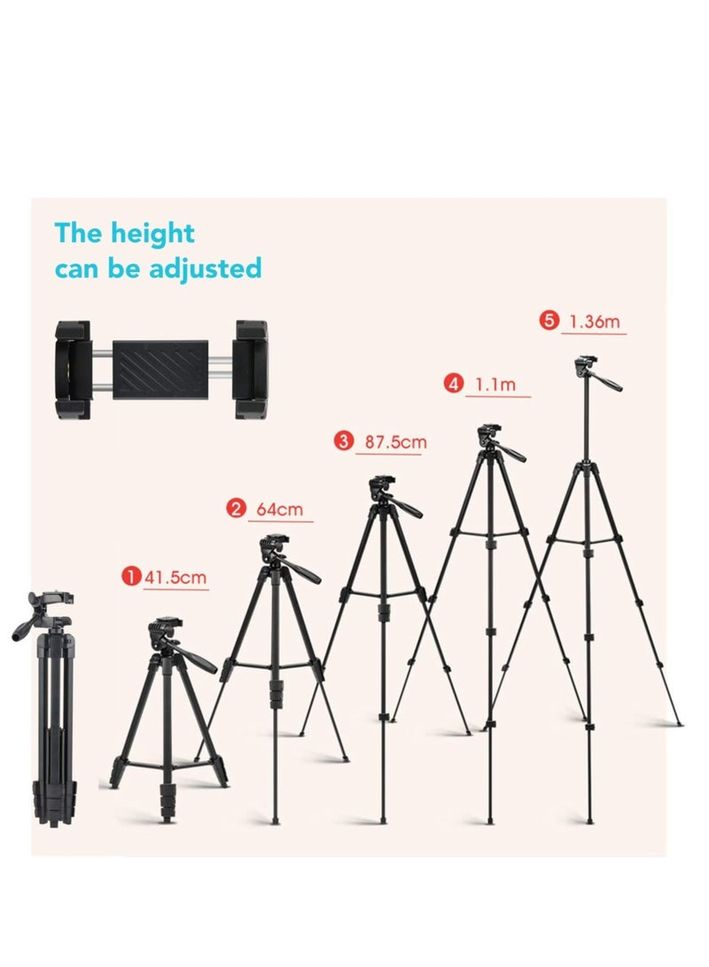 Flexible Tripod, Eocean 136cm Extendable Phone Tripod Stand with Carry Bag,Cell Phone Tripod with Wireless Remote,Universal Tripod for Video Selfie,iPhone Tripod Stand Travel Camera Tripod