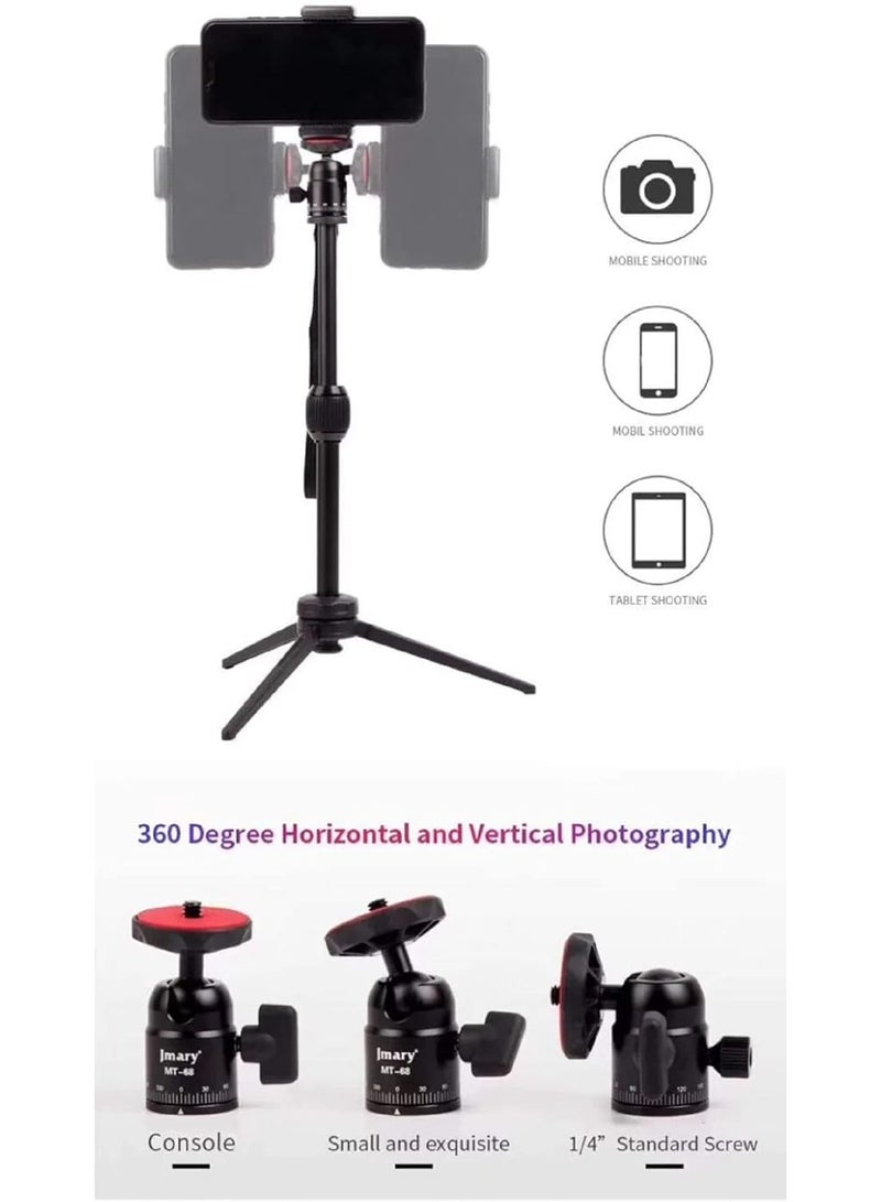 MT-68 Table-Top Extendable Foldable Tripod Stand for Mobile Phones, DSLRs, and Digital Cameras