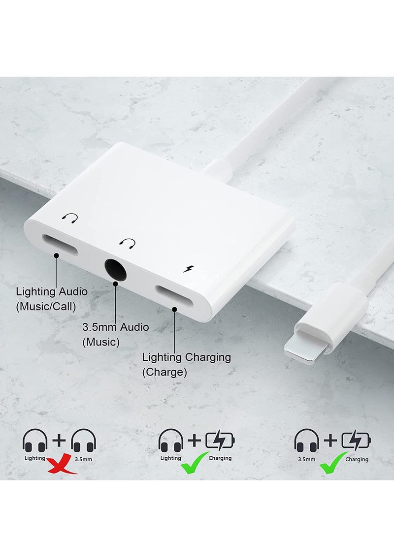 Lightning Headphone Audio Adapter Splitter for iPhone/iPad,Lightning to 3.5mm Headphone Jack Adapter & dongle,Aux Audio Adapter for iPhone 14/13/12/11/X/8/8plus/7/7plus/iPad Support iOS 16