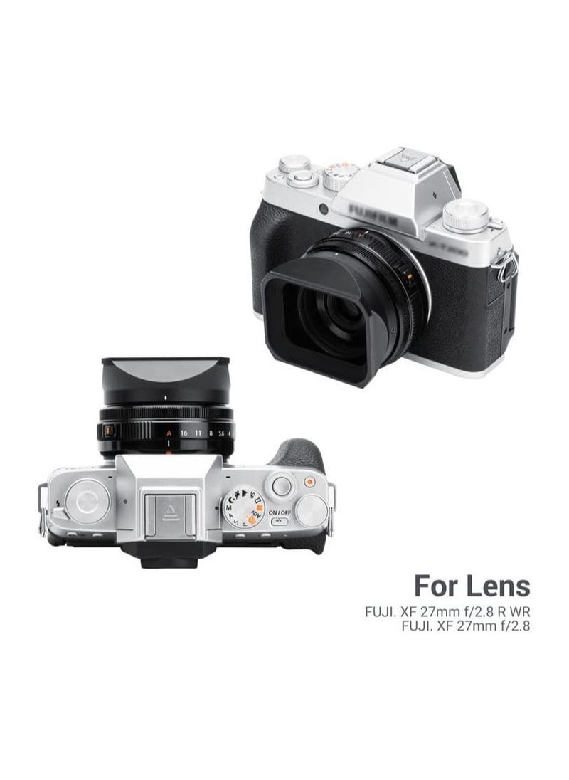 Metal Camera Lens Hood, Fit for Fujifilm Xf 27mm F2.8 R Wr, Replaces Original Fujifilm Lh-Xf27 Lens Hood, Reduce Lens Flare, Prevent Reflection, Protect Lens(with Hood Cap )