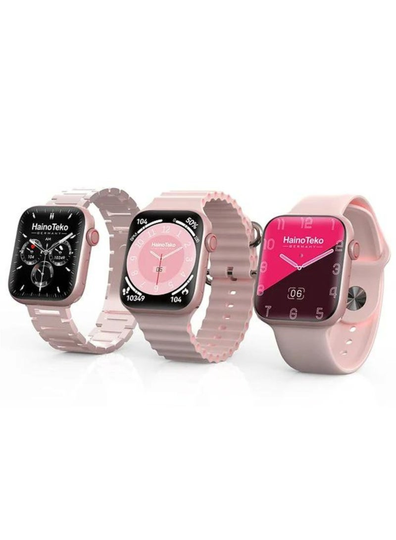 SQ-11 Mini Smart Watch with Real Waterproof Along 3 Straps Real Amoled Screen_Pink