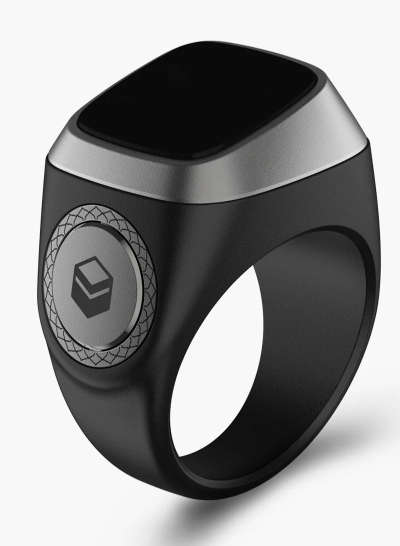 Digital Counter Tasbeeh, IQIBLA SMART Zikr Ring Metal 22mm Black/Grey,