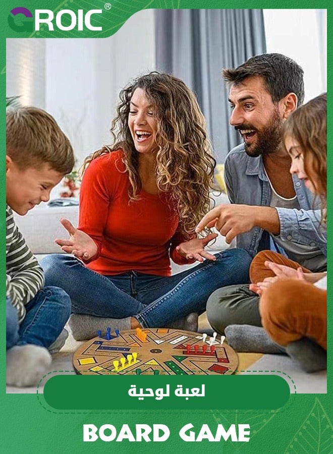 Fast Track Board Game, 3-6 Players Wooden Board Game Set with 24 Board Game Pieces and 2 Dice,Chess Board game,Parent-child Interactive Game,Family Games