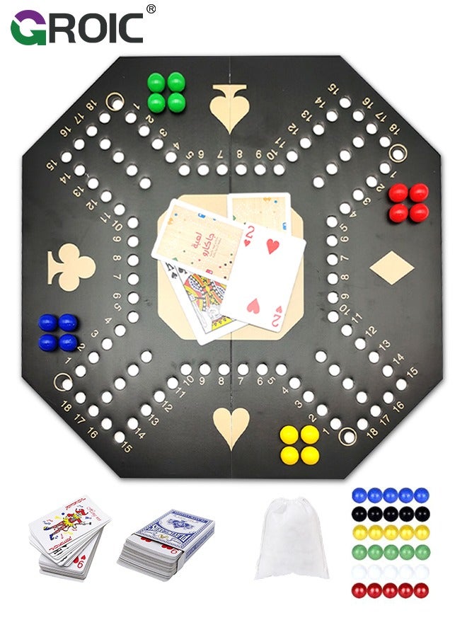 Jackaroo Board Game,Folding Board Game for 4 Players with 16 Marbles and Cards,38 cm x 38 cm Size,Jackaroo Game Family Game Marble Game