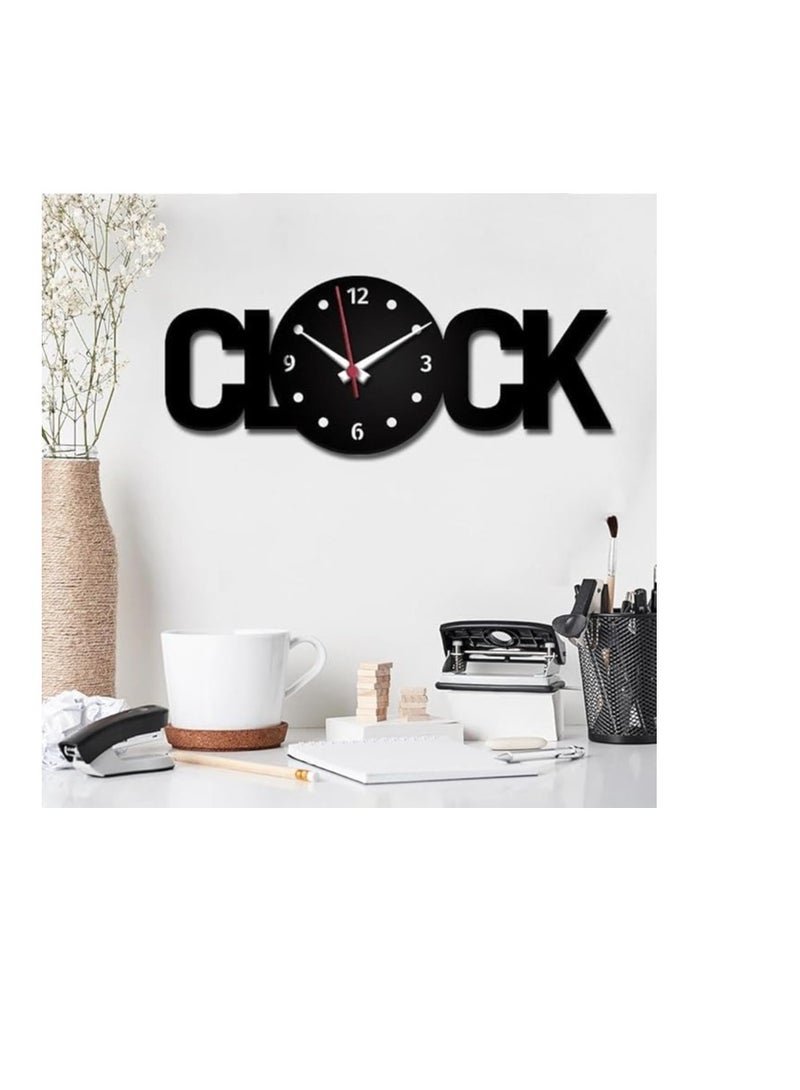 CLOCK Text Shape 3D Wall Clock Black