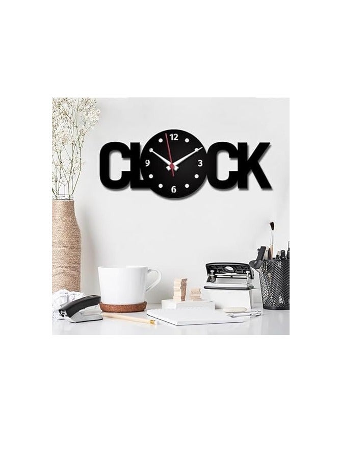 Clock Text Shape Acrylic Wall Clock Black