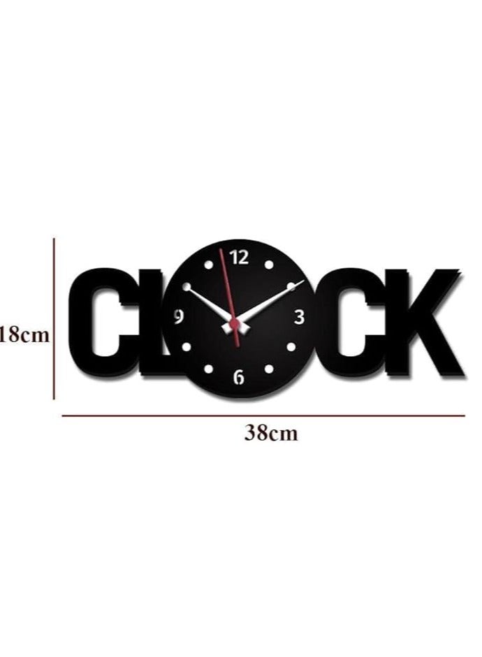 Clock Text Shape Acrylic Wall Clock Black