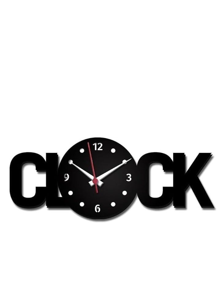 Clock Text Shape Acrylic Wall Clock Black