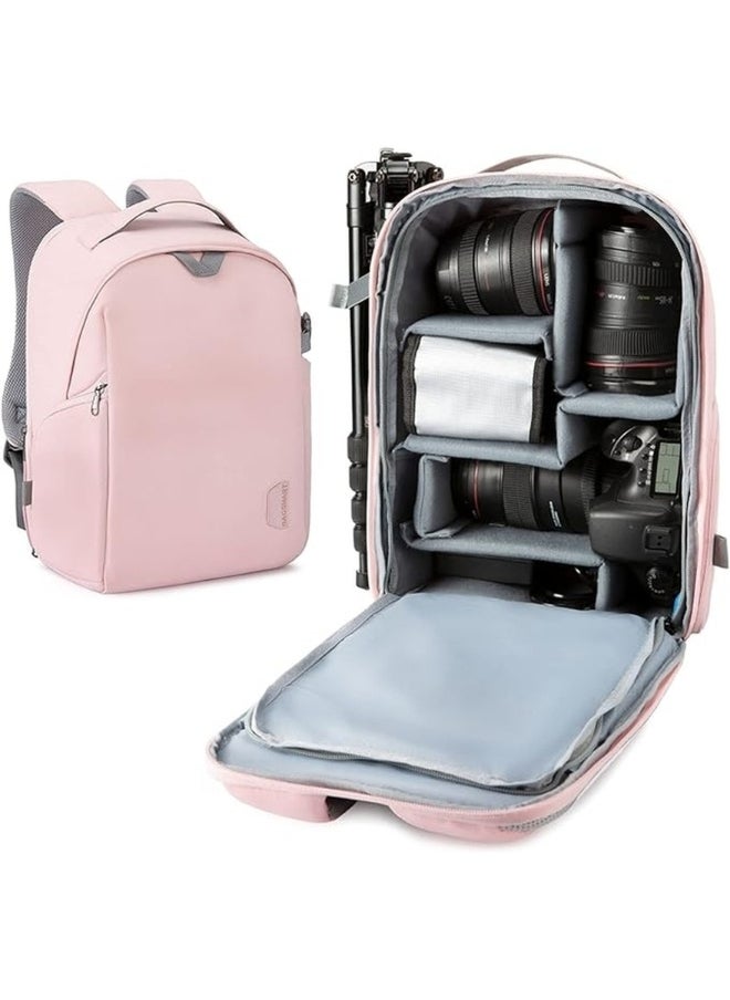 BAGSMART Light Pink Anti-Theft Waterproof Camera Case Laptop Bag