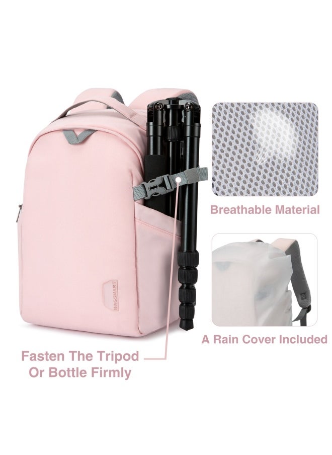 BAGSMART Light Pink Anti-Theft Waterproof Camera Case Laptop Bag