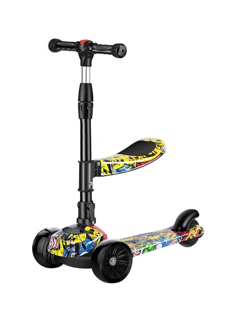 3 In 1 Flashing Wheel And Adjustable Height Foldable Scooter