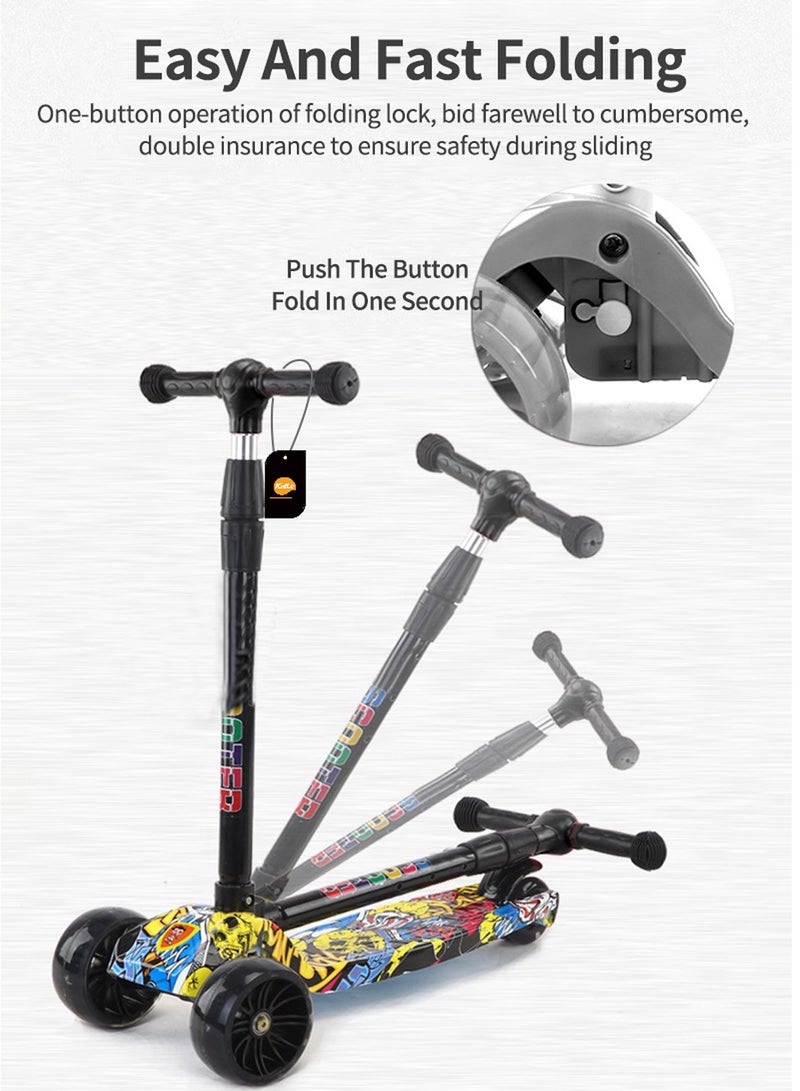 3 In 1 Flashing Wheel And Adjustable Height Foldable Scooter