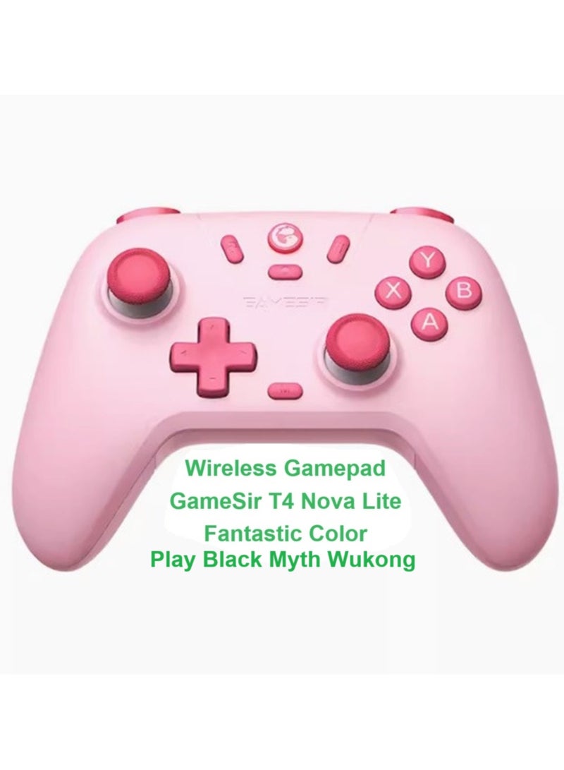 Classic Wireless Gamepad GameSir Nova Lite Bluetooth Multiplatform Game Controller for PC, Steam, Switch, iOS, Android Play Black Myth Wukong Peach Pink