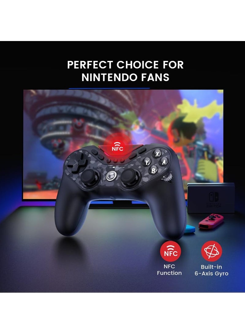 Classic Gamepad GameSir Tarantula Pro Wireless Controller Switchable Face Buttons & Mag-Res TMR Joysticks, 9 Mappable Buttons, Multi-Platform Controller for PC/Switch/iOS/Android, RGB Lighting,1200mAh