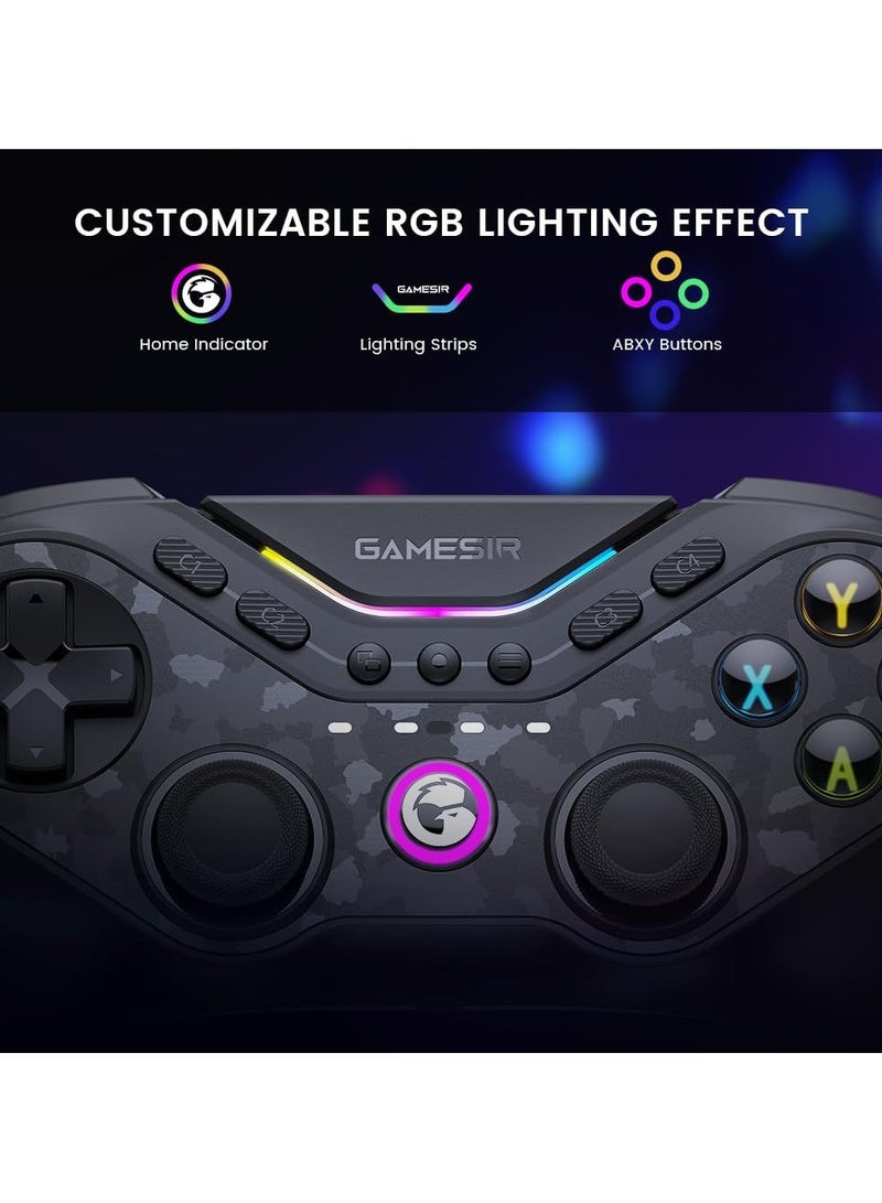 Classic Gamepad GameSir Tarantula Pro Wireless Controller Switchable Face Buttons & Mag-Res TMR Joysticks, 9 Mappable Buttons, Multi-Platform Controller for PC/Switch/iOS/Android, RGB Lighting,1200mAh