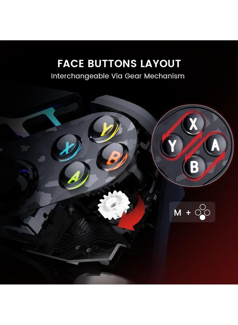 Classic Gamepad GameSir Tarantula Pro Wireless Controller Switchable Face Buttons & Mag-Res TMR Joysticks, 9 Mappable Buttons, Multi-Platform Controller for PC/Switch/iOS/Android, RGB Lighting,1200mAh