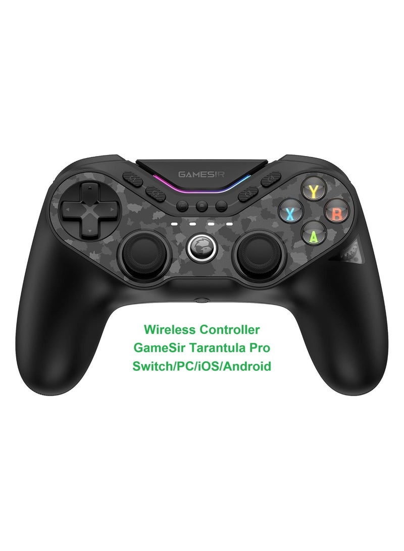 Classic Gamepad GameSir Tarantula Pro Wireless Controller Switchable Face Buttons & Mag-Res TMR Joysticks, 9 Mappable Buttons, Multi-Platform Controller for PC/Switch/iOS/Android, RGB Lighting,1200mAh