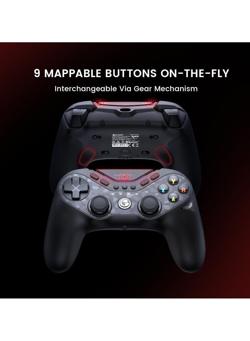 Classic Gamepad GameSir Tarantula Pro Wireless Controller Switchable Face Buttons & Mag-Res TMR Joysticks, 9 Mappable Buttons, Multi-Platform Controller for PC/Switch/iOS/Android, RGB Lighting,1200mAh