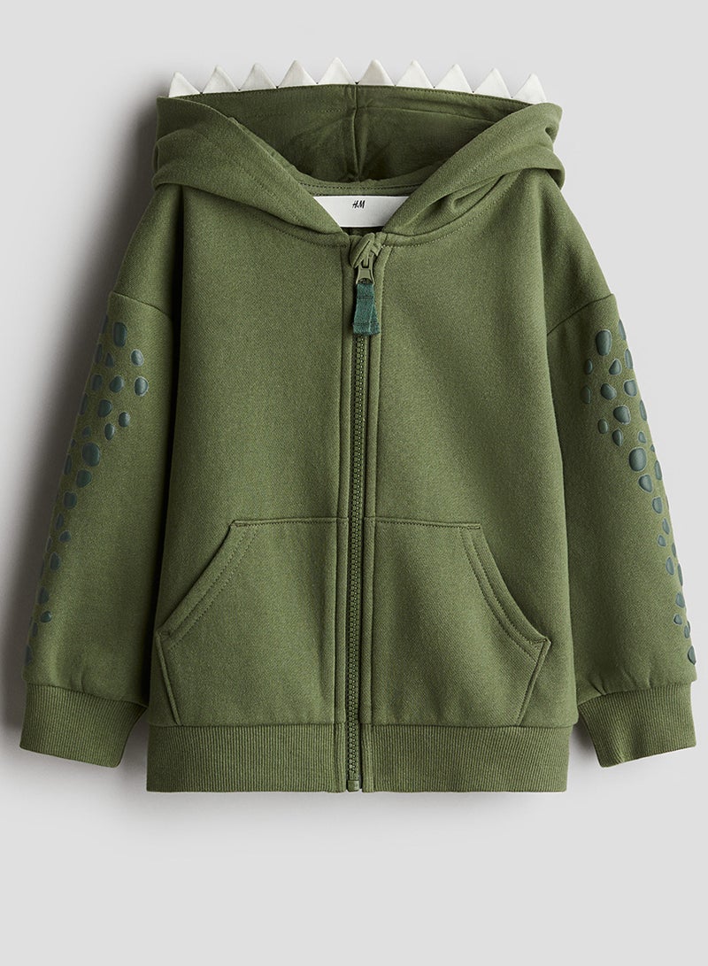 Appliquéd Zip-Through Hoodie