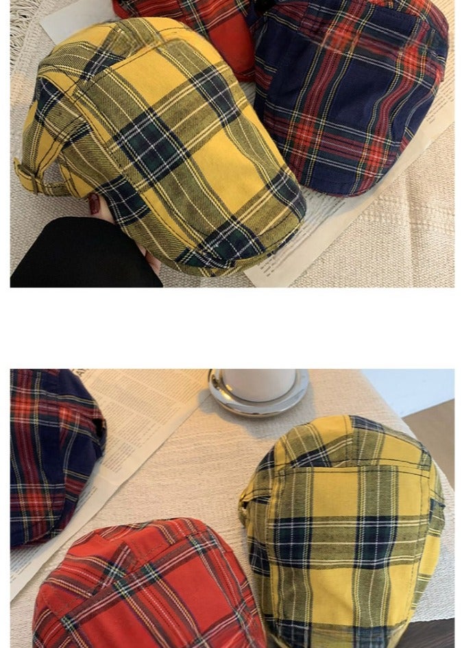 Women's Exquisite Face Enhancing Small Plaid Hat