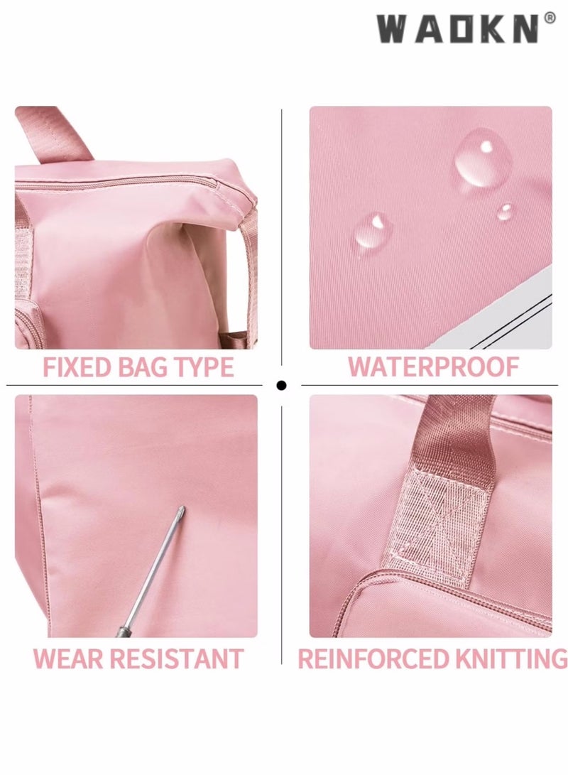 Women's Portable Dry and Wet Separation Gym Sacks, Large-capacity Business Trip Storage Bag Luggage Sports Bag Trolley Bag, Waterproof Leisure Travel Bag Carrying Bag for Ladies（Pink）