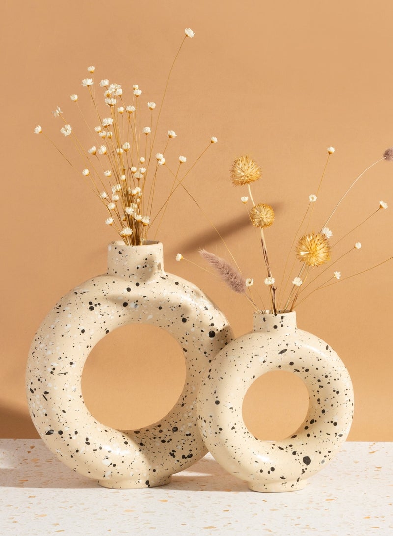 Sass and Belle Sand Terrazzo Speckled Circle Vase Large - Modern Home Decor