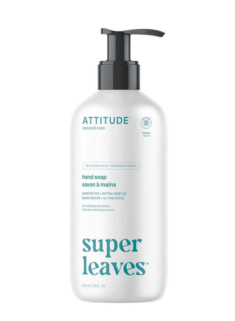 ATTITUDE Liquid Hand Soap, EWG Verified, Plant and Mineral-Based, Vegan Personal Care Products, Unscented, 16 Fl Oz