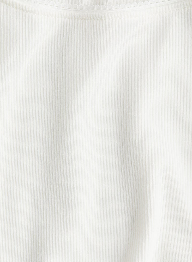 Picot-Trimmed Ribbed Top