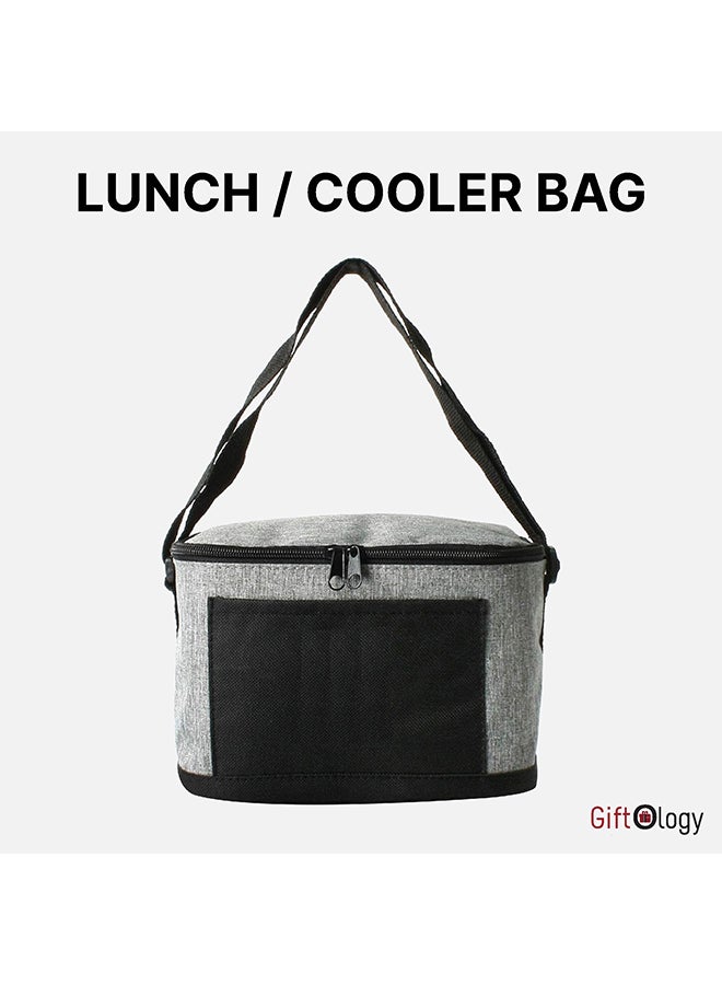 Insulated Cooler Bag Lunch Tote Bags Grey/Black 20x15cm