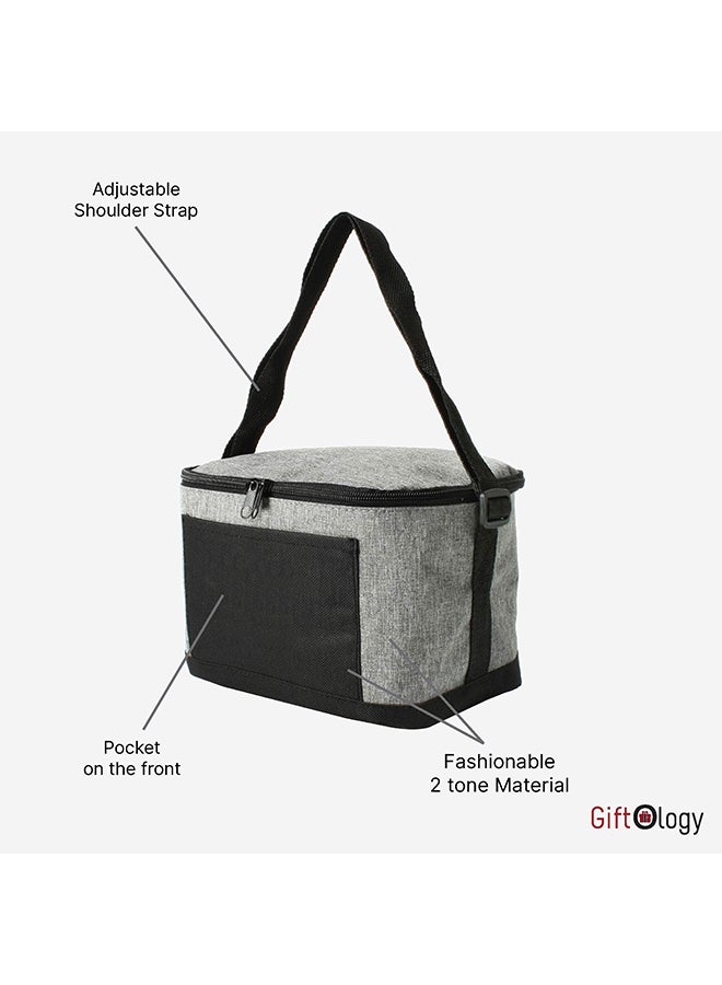 Insulated Cooler Bag Lunch Tote Bags Grey/Black 20x15cm