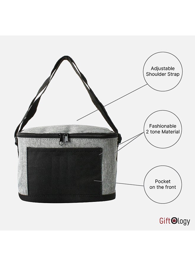 Insulated Cooler Bag Lunch Tote Bags Grey/Black 20x15cm