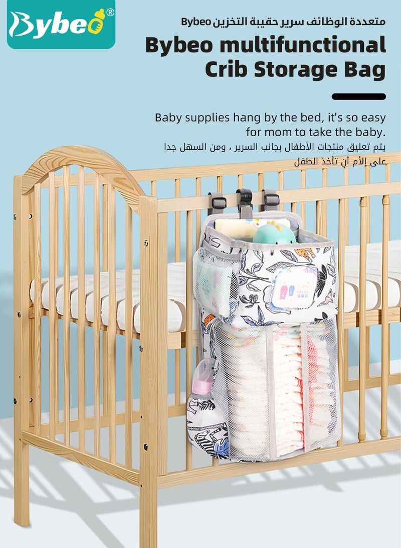 2 PCS Hanging Baby Diaper Caddy Organizer with A Diaper Storage Bag, Diaper Stacker, Hanging Diaper Organizer for Changing Table and Crib, Diaper Changing Station Organizer Storage for Baby Stuff