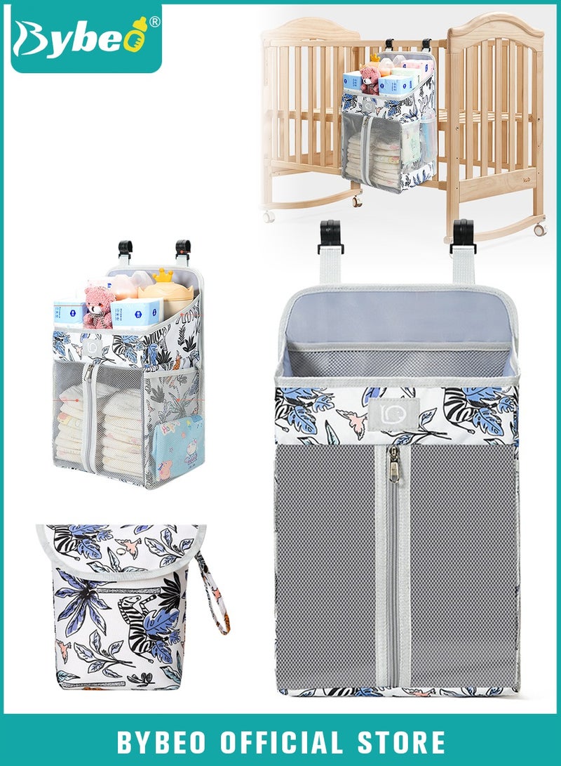 2 PCS Hanging Baby Diaper Caddy Organizer with A Diaper Storage Bag, Diaper Stacker, Hanging Diaper Organizer for Changing Table and Crib, Diaper Changing Station Organizer Storage for Baby Stuff