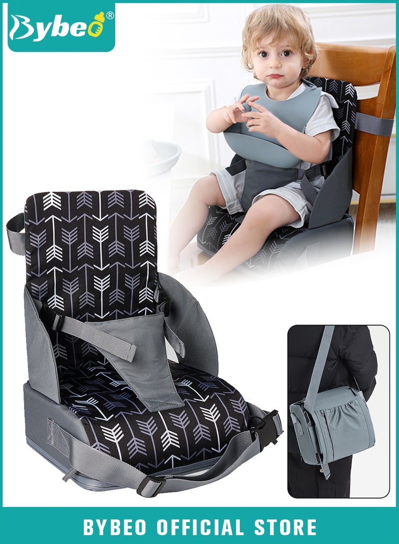 Kids Dining Booster Seat, Travel Booster Seat for Babies and Toddlers, Portable Highchair Booster Seat for Table, Foldable High-Back Seat with Adjustable Safety Belts, Easy Cleaning