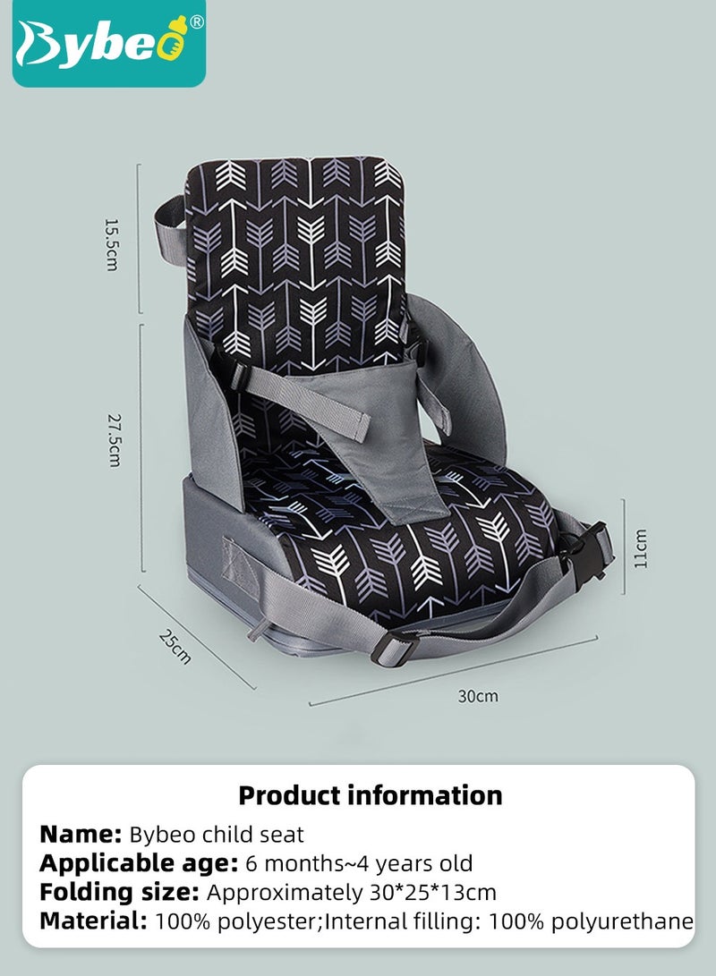 Kids Dining Booster Seat, Travel Booster Seat for Babies and Toddlers, Portable Highchair Booster Seat for Table, Foldable High-Back Seat with Adjustable Safety Belts, Easy Cleaning