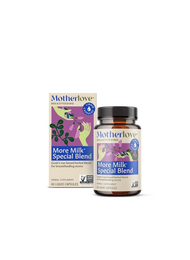 Motherlove More Milk Special Blend (60 Liquid caps) Herbal Lactation Supplement w/Goats Rue to Build  Tissue & Support  Milk Supply Non-GMO, Organic Herbs, Vegan, Kosher, Soy-Free