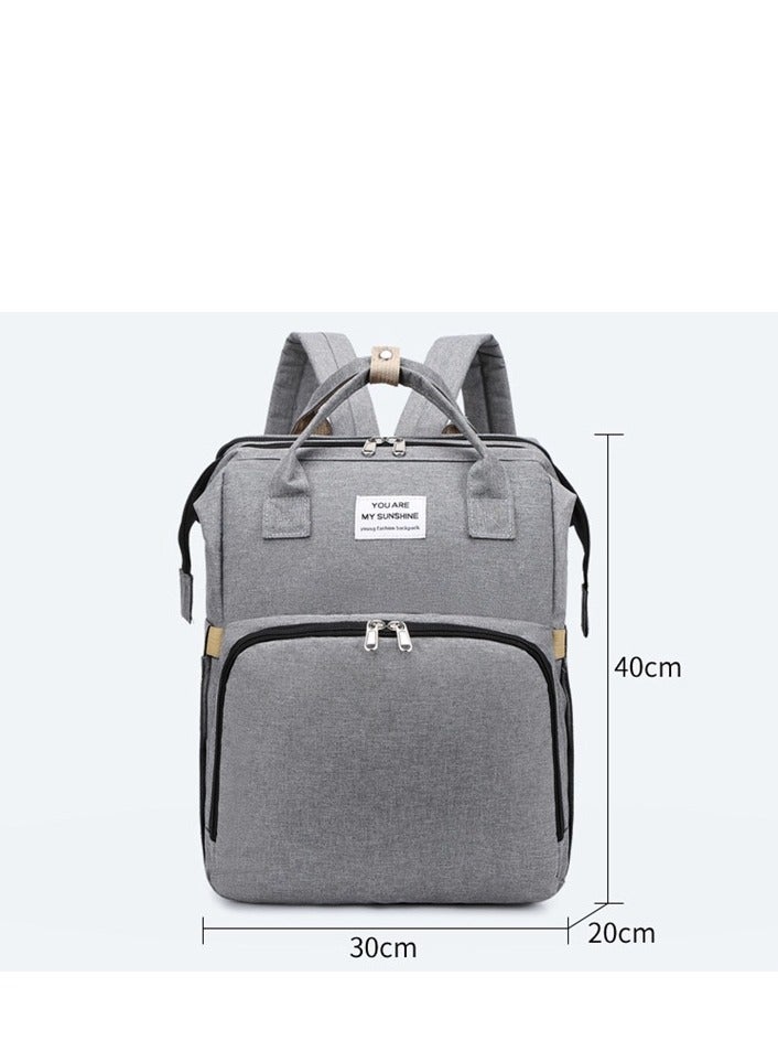 Multifunctional Portable Mommy Bed Backpack With Mosquito Net For Baby- Grey