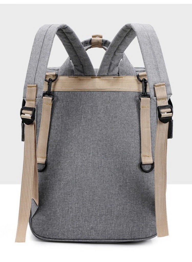 Multifunctional Portable Mommy Bed Backpack With Mosquito Net For Baby- Grey